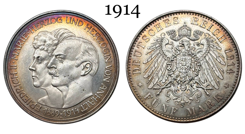German States 1889 1914 5 Mark Frederick II Wedding Silver Plated Replica Coin Commemorative Medal,Historical Collectible Art Craft For Enthusiasts