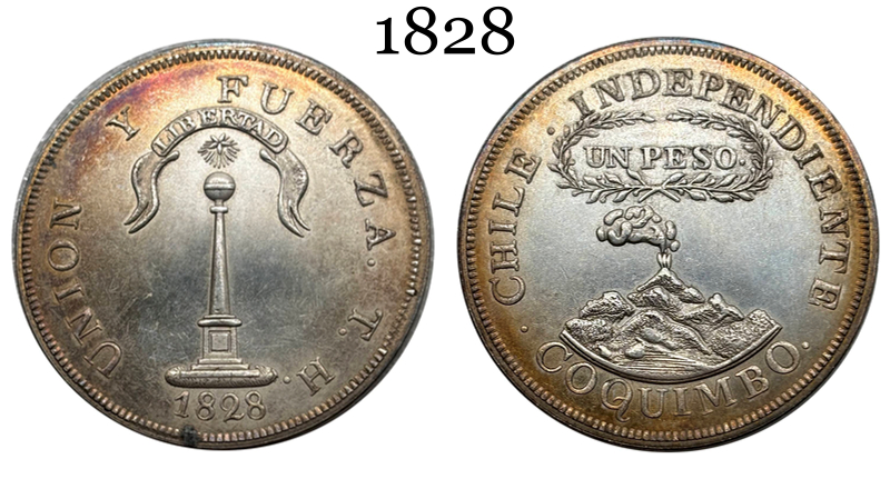 Chile 1828 UN 1 Peso Coquimbo Independiente Silver Plated Replica Coin Commemorative Medal,Historical Collectible Art Craft For Enthusiasts