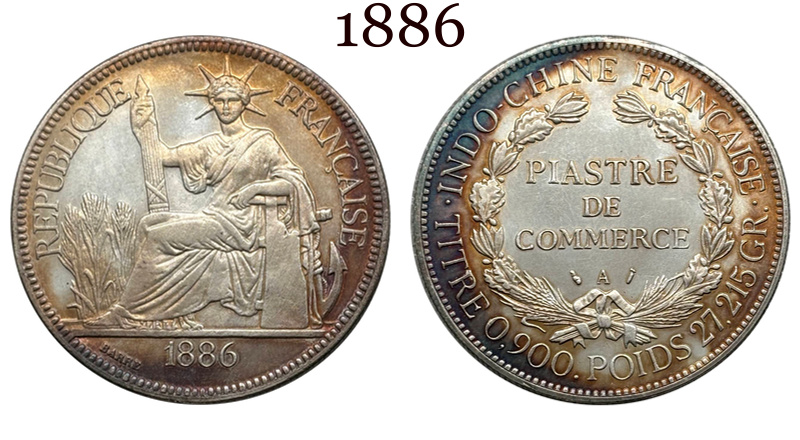 France Indochina 1 One Piastre 1886-1928 21 Pcs Selling Silver Plated Replica Coin Commemorative Medal,Historical Collectible Art Craft For Enthusiasts