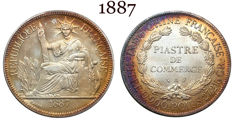 France Indochina 1 One Piastre 1886 1887 1888 1890 1895 1898 1899 1901 1906 1908 1909 1910 1913 1921 1922 1924 1925 1926 1927 1928 French Indochina Silver Plated Replica Coin Commemorative Medal,Historical Collectible Art Craft For Enthusiasts