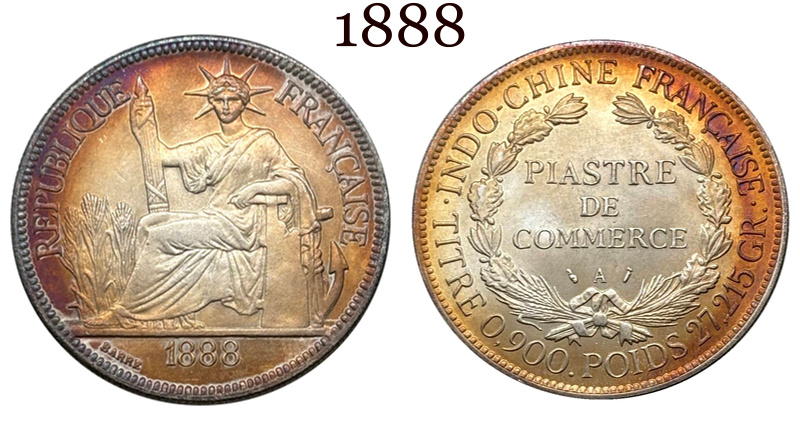 France Indochina 1 One Piastre 1886-1928 21 Pcs Selling Silver Plated Replica Coin Commemorative Medal,Historical Collectible Art Craft For Enthusiasts