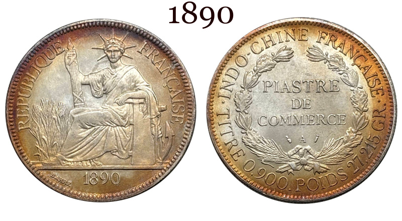 France Indochina 1 One Piastre 1886 1887 1888 1890 1895 1898 1899 1901 1906 1908 1909 1910 1913 1921 1922 1924 1925 1926 1927 1928 French Indochina Silver Plated Replica Coin Commemorative Medal,Historical Collectible Art Craft For Enthusiasts