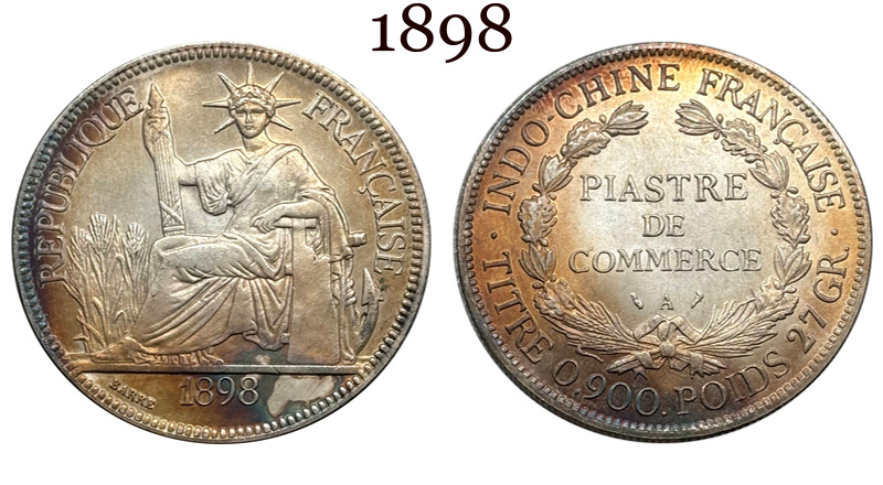 France Indochina 1 One Piastre 1886 1887 1888 1890 1895 1898 1899 1901 1906 1908 1909 1910 1913 1921 1922 1924 1925 1926 1927 1928 French Indochina Silver Plated Replica Coin Commemorative Medal,Historical Collectible Art Craft For Enthusiasts