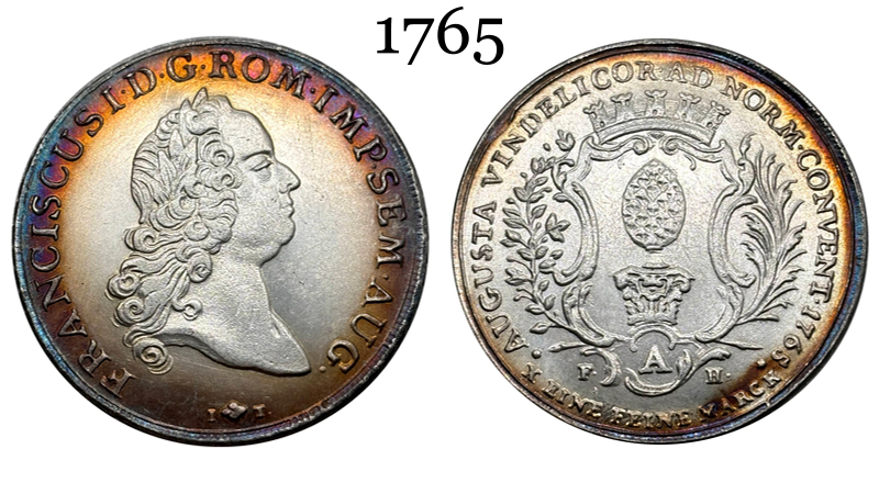 German States 1765 1 Conventionsthaler Free City Of Augsburg Silver Plated Replica Coin Commemorative Medal,Historical Collectible Art Craft For Enthusiasts