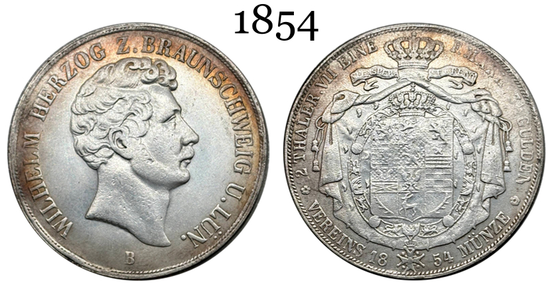 German States 1844 B 1854 B 2 Thaler 3 1/2 Gulden William Silver Plated Replica Coin Commemorative Medal,Historical Collectible Art Craft For Enthusiasts