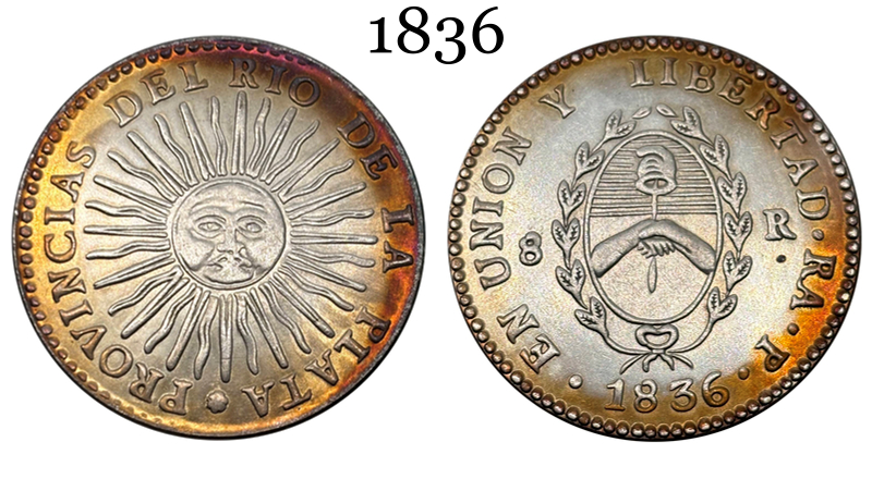 Argentina 1826 1827 1831 1835 1836 8 Reales Provincias del Rio de la Silver Plated Metal  Replica Coin Commemorative Medal,Historical Collectible Art Craft For Enthusiasts
