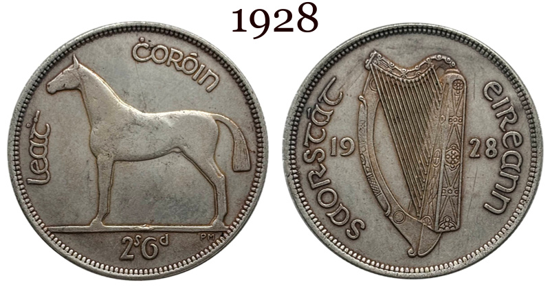 Ireland 1928 1930 1931 1933 1934 1937 Half Crown 2 Shillings 6 Pence Silver Plated Metal Replica Coin Commemorative Medal,Historical Collectible Art Craft For Enthusiasts