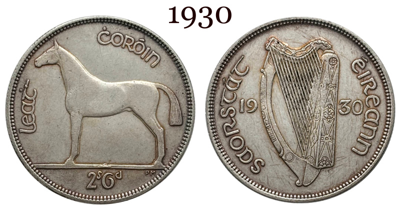 Ireland 1928 1930 1931 1933 1934 1937 Half Crown 2 Shillings 6 Pence Silver Plated Metal Replica Coin Commemorative Medal,Historical Collectible Art Craft For Enthusiasts