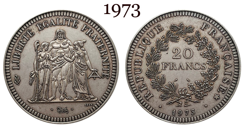 France 1973 20 Francs French Hercule De Dupre Silver Plated Replica Coin Commemorative Medal,Historical Collectible Art Craft For Enthusiasts