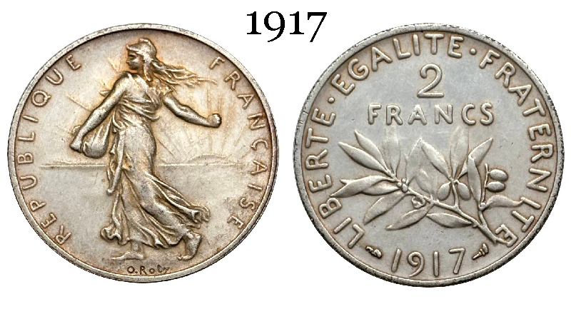 France 2 Francs 1914 1915 1916 1917 Liberte Egalite Republic Silver Plated Replica Coin Commemorative Medal,Historical Collectible Art Craft For Enthusiasts