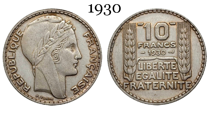 France 10 Francs 1930 1931 1932 1933 1934 Liberte Republic Silver Plated Replica Coin Commemorative Medal,Historical Collectible Art Craft For Enthusiasts