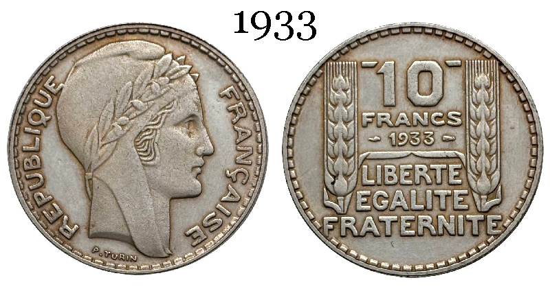 France 10 Francs 1930 1931 1932 1933 1934 Liberte Republic Silver Plated Replica Coin Commemorative Medal,Historical Collectible Art Craft For Enthusiasts