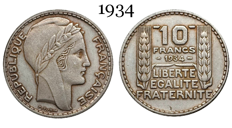 France 10 Francs 1930 1931 1932 1933 1934 Liberte Republic Silver Plated Replica Coin Commemorative Medal,Historical Collectible Art Craft For Enthusiasts