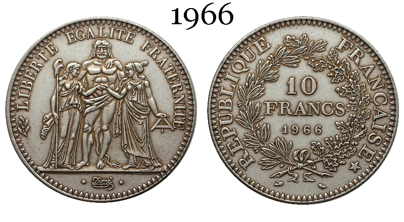 France Metropolitan 1965- 1973 10 Pcs Sell 10 Francs Fifth Republic Cupronickel Plated Silver Replica Coin Commemorative Medal,Historical Collectible Art Craft For Enthusiasts