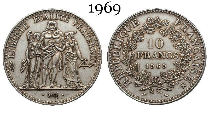 France 10 Francs 1965 1966 1967 1968 1969 1970 1971 Fifth Republic Metropolitan Silver Plated Replica Coin Commemorative Medal,Historical Collectible Art Craft For Enthusiasts