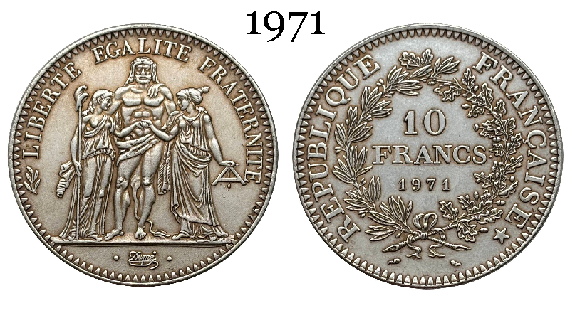France 10 Francs 1965 1966 1967 1968 1969 1970 1971 Fifth Republic Metropolitan Silver Plated Replica Coin Commemorative Medal,Historical Collectible Art Craft For Enthusiasts