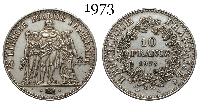 France 10 Francs 1965 1966 1967 1968 1969 1970 1971 Fifth Republic Metropolitan Silver Plated Replica Coin Commemorative Medal,Historical Collectible Art Craft For Enthusiasts