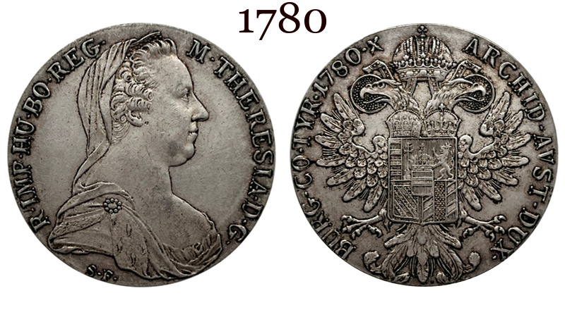 Austria Habsburg 1780 SF 1 One Thaler Maria Theresia Silver Plated Metal Replica Coin Commemorative Medal,Historical Collectible Art Craft For Enthusiasts