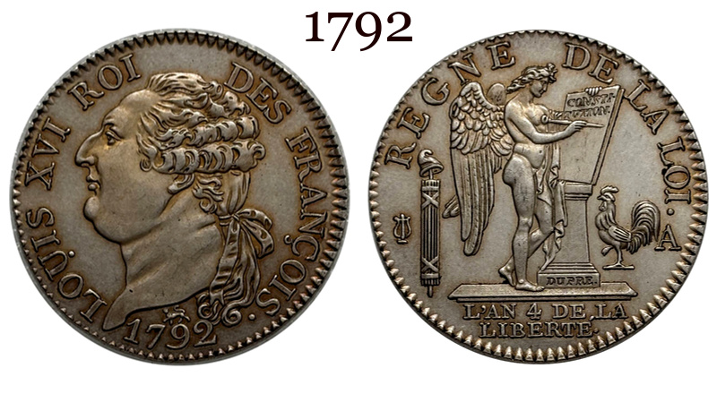 France 1792 1/2 Ecu Louis XVI Francois Liberte Silver Plated Replica Coin Commemorative Medal,Historical Collectible Art Craft For Enthusiasts