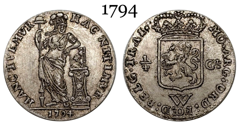 Netherlands West Indies 1794 1 /4 Gulden Kwartgulden Silver Plated Replica Coin Commemorative Medal,Historical Collectible Art Craft For Enthusiasts