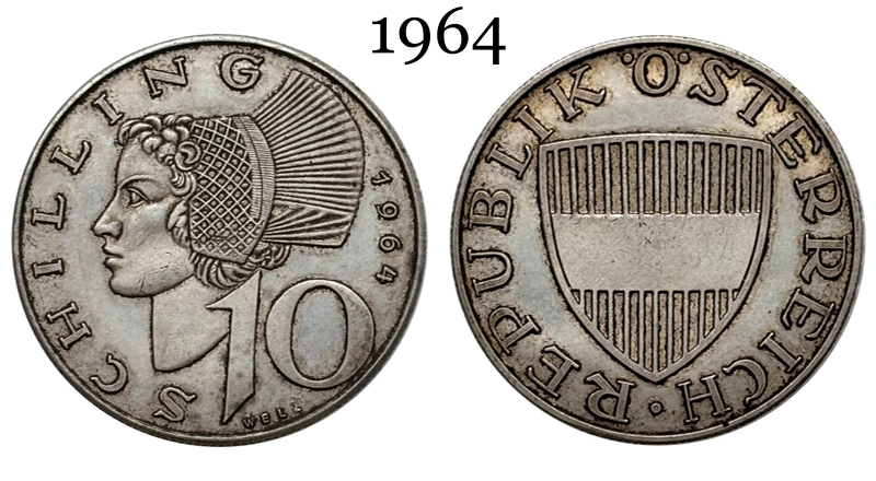 Austria 1958 1964 10 Schilling Republic Silver Plated Metal Replica Coin Commemorative Medal,Historical Collectible Art Craft For Enthusiasts
