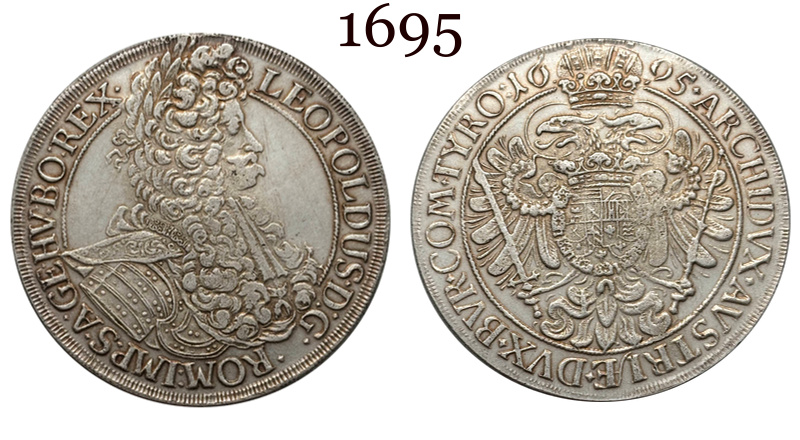 Austrian Empire 1695 1696 1698 One 1 Thaler Leopold I Silver Plated Metal Replica Coin Commemorative Medal,Historical Collectible Art Craft For Enthusiasts