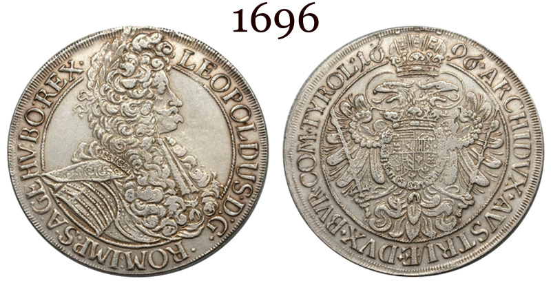 Austrian Empire 1695 1696 1698 One 1 Thaler Leopold I Silver Plated Metal Replica Coin Commemorative Medal,Historical Collectible Art Craft For Enthusiasts