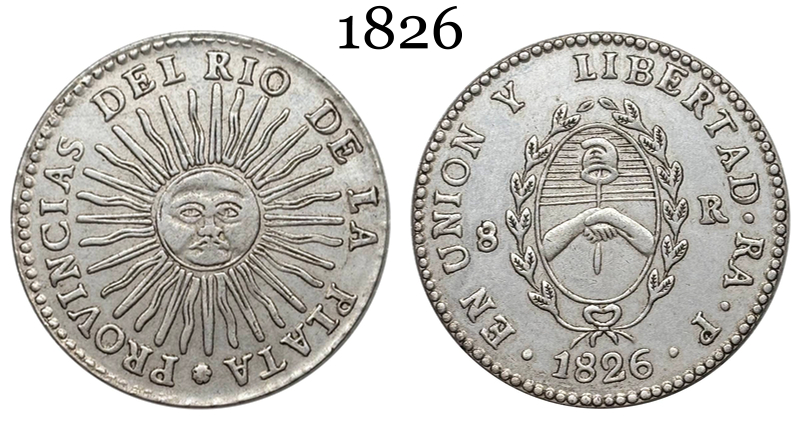 Argentina 1826 1827 1831 1835 1836 8 Reales Provincias del Rio de la Silver Plated Metal  Replica Coin Commemorative Medal,Historical Collectible Art Craft For Enthusiasts