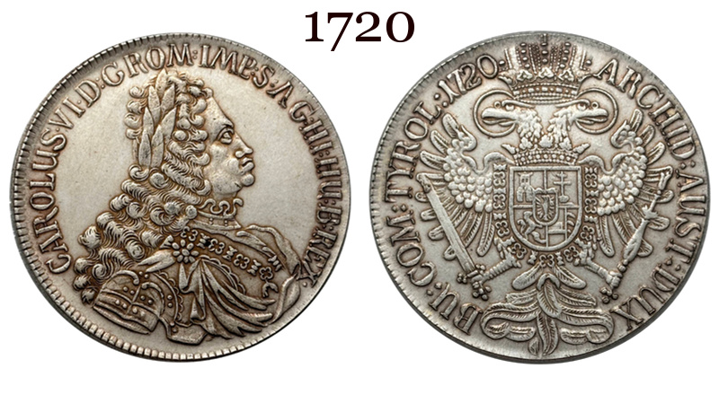 Austrian Empire One 1 Thaler 1719 1720 1721 1724 1725 1730 1734 Charles VI Hall Silver Plated Metal Replica Coin Commemorative Medal,Historical Collectible Art Craft For Enthusiasts