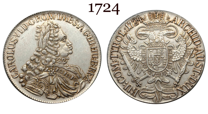 Austrian Empire One 1 Thaler 1719 1720 1721 1724 1725 1730 1734 Charles VI Hall Silver Plated Metal Replica Coin Commemorative Medal,Historical Collectible Art Craft For Enthusiasts
