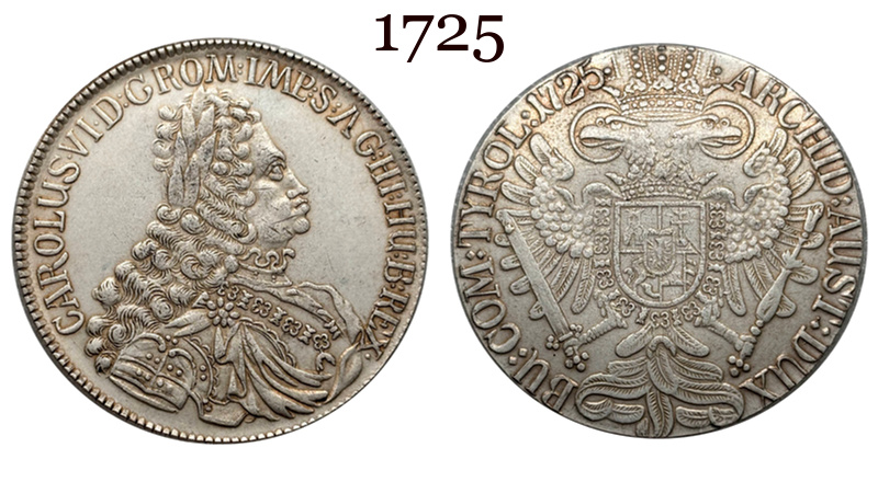 Austrian Empire One 1 Thaler 1719 1720 1721 1724 1725 1730 1734 Charles VI Hall Silver Plated Metal Replica Coin Commemorative Medal,Historical Collectible Art Craft For Enthusiasts