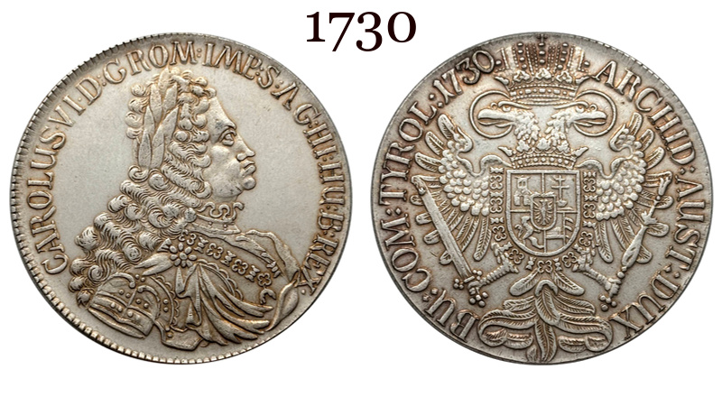 Austrian Empire One 1 Thaler 1719 1720 1721 1724 1725 1730 1734 Charles VI Hall Silver Plated Metal Replica Coin Commemorative Medal,Historical Collectible Art Craft For Enthusiasts