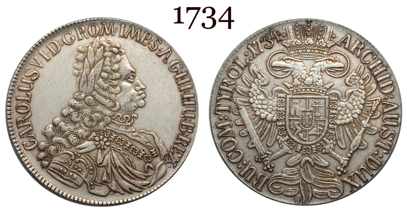 Austrian Empire One 1 Thaler 1719 1720 1721 1724 1725 1730 1734 Charles VI Hall Silver Plated Metal Replica Coin Commemorative Medal,Historical Collectible Art Craft For Enthusiasts