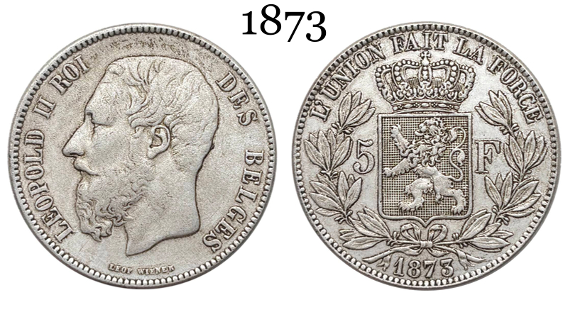 Belgium 1866 1873 5 Francs Leopold II Small Head Silver Plated Metal Replica Coin Commemorative Medal,Historical Collectible Art Craft For Enthusiasts