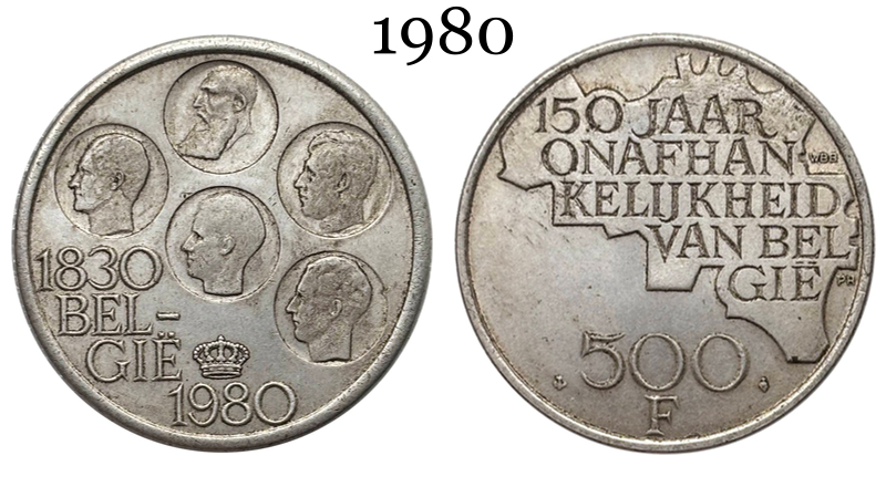 Belgium 1830 1980 500 Francs Baudouin I Dutch Text Independence Silver Plated Metal Replica Coin Commemorative Medal,Historical Collectible Art Craft For Enthusiasts