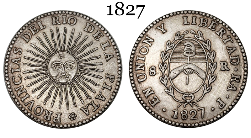Argentina 1826 1827 1831 1835 1836 8 Reales Provincias del Rio de la Silver Plated Metal  Replica Coin Commemorative Medal,Historical Collectible Art Craft For Enthusiasts