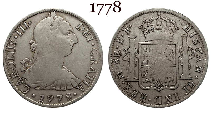 Mexico 1776 1778 8 Reals Carlos III Bust Facing Right Silver Plated Replica Coin Commemorative Medal,Historical Collectible Art Craft For Enthusiasts