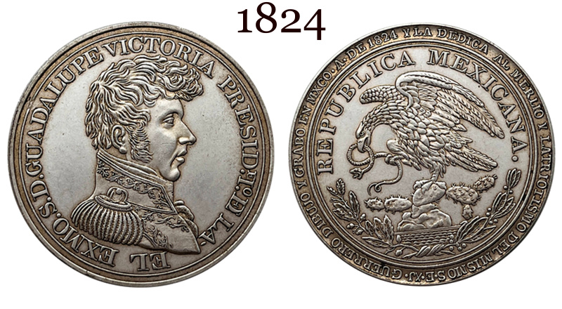 Mexico President Guadalupe Victoria Medal 1824 Silver Plated Replica Coin Commemorative Medal,Historical Collectible Art Craft For Enthusiasts