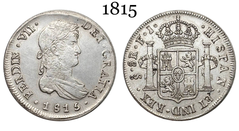 Mexico Chile 8 Reales Fernando VII Bust of Fernando VII 1813 1815 Plated Silver Replica Coin Commemorative Medal,Historical Collectible Art Craft For Enthusiasts