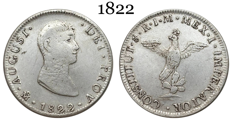 Mexico 1822 8 Reales Agustin I Empire Of Iturbide Silver Plated Replica Coin Commemorative Medal,Historical Collectible Art Craft For Enthusiasts