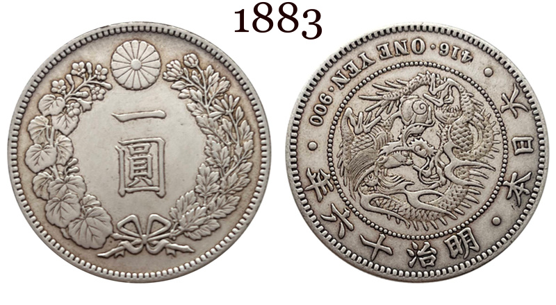 Japan 1874 1883 1889 1891 1894  1 One Yen Meiji Dragon 7 16 22 27 Years Silver Plated Replica Coin Commemorative Medal,Historical Collectible Art Craft For Enthusiasts