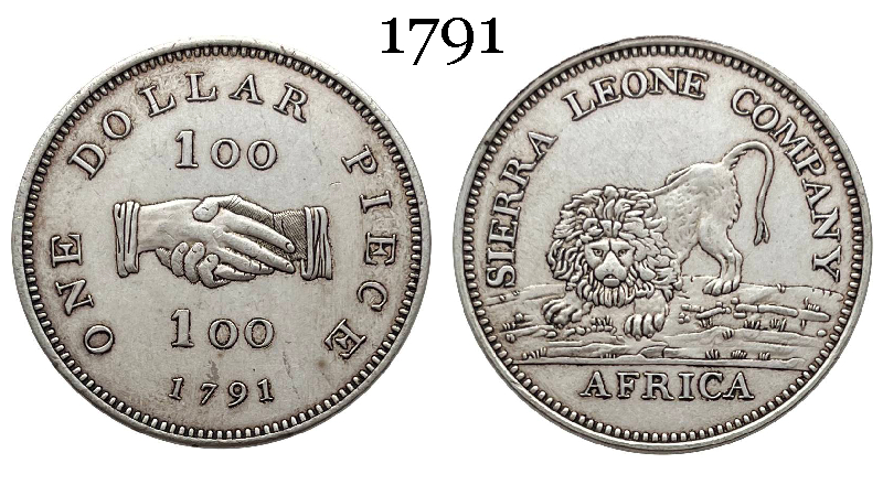 British Colony Sierra Leone Company 1791 One Dollar Africa 100 Silver Plated Replica Coin Commemorative Medal,Historical Collectible Art Craft For Enthusiasts