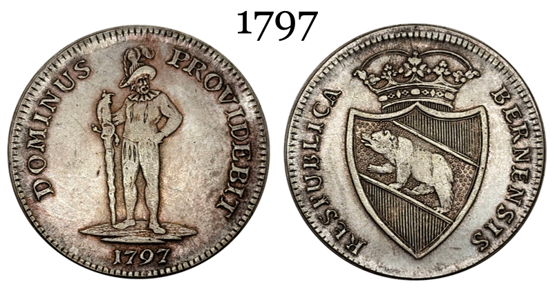 Switzerland Swiss Cantons Bern 1797 1 Thaler Two Feathers Silver Plated Replica Coin Commemorative Medal,Historical Collectible Art Craft For Enthusiasts