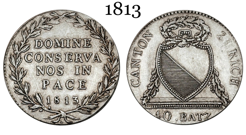 Switzerland Zurich 40 Batzen 1813 Plated Silver Replica Coin Commemorative Medal,Historical Collectible Art Craft For Enthusiasts