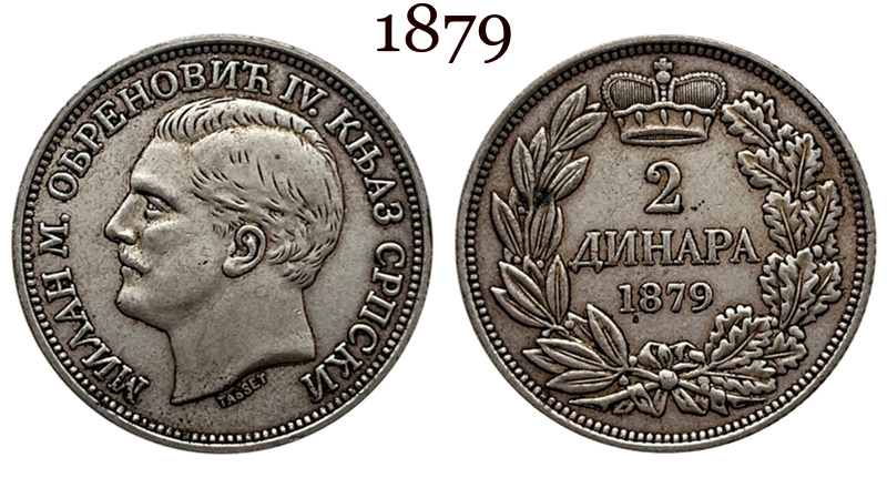 Serbia 1879 Milan Obrenovic IV 2 Dinara Silver Plated Replica Coin Commemorative Medal,Historical Collectible Art Craft For Enthusiasts