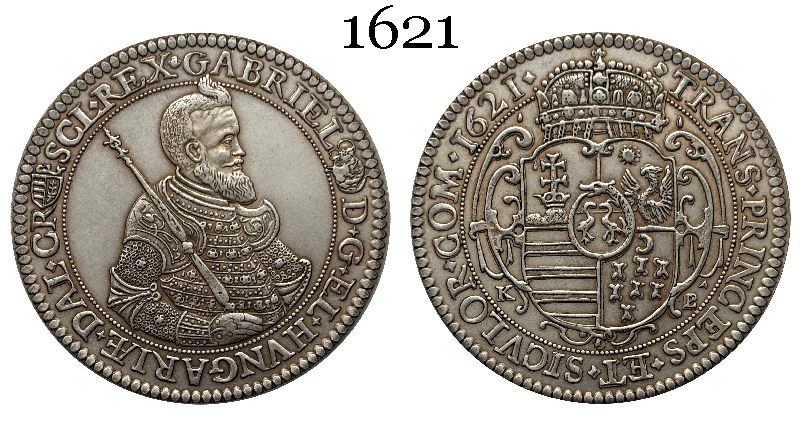Hungarian States 1621 One 1 Thaler Gabriel Bethlen Silver Plated Replica Coin Commemorative Medal,Historical Collectible Art Craft For Enthusiasts