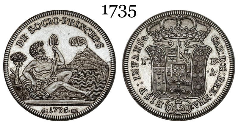 Italian States Kingdom of Naples 120 Grana Carlo I 1735 Plated Silver Replica Coin Commemorative Medal,Historical Collectible Art Craft For Enthusiasts