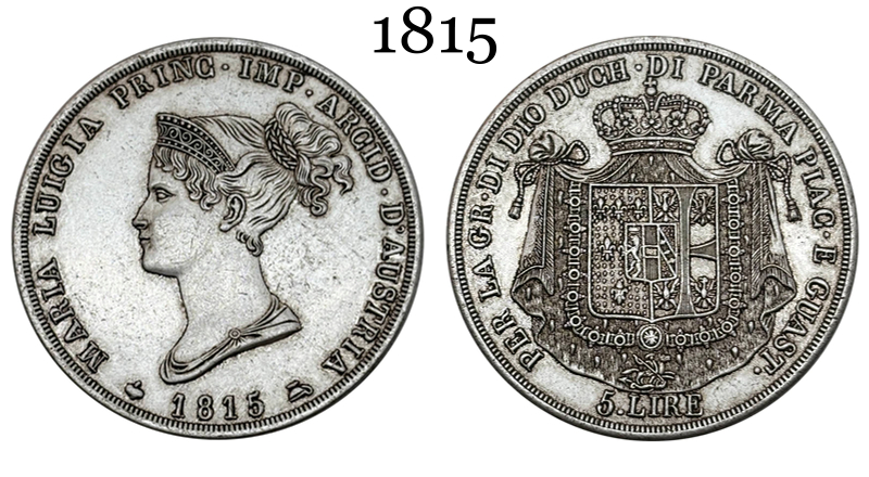 Italian States Duchy of Parma 1815 5 Lire Maria Luigia Silver Plated Replica Coin Commemorative Medal,Historical Collectible Art Craft For Enthusiasts