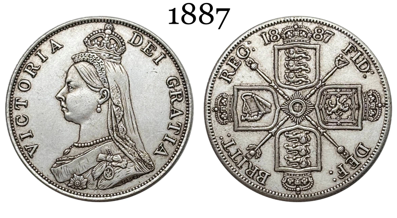 United Kingdom 1887 2 Florins Victoria 2nd Portrait Double Florin Great Britain UK Silver Plated Replica Coin Commemorative Medal,Historical Collectible Art Craft For Enthusiasts