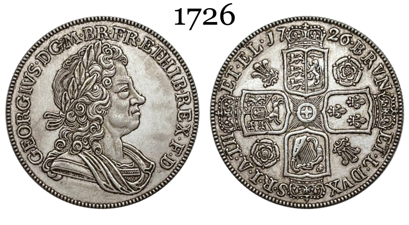 United Kingdom 1726 1/2 Crown George I Silver Plated Replica Coin Commemorative Medal,Historical Collectible Art Craft For Enthusiasts